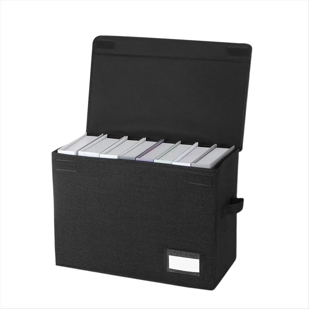 Comic Book Storage Boxes, Back to School Fold Comic Short Box Case with Lid, Book Bin Container Holds 150 Comics Black