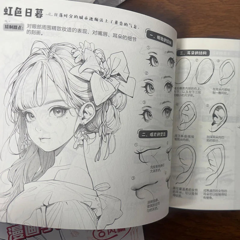 Manga Line Drawing Practice Book, Zero-Basis Comic Character Sketch Copy Notes, Art Learning Workbook For Self-Study