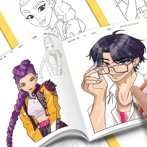2026 New Coloring Books Anime Cartoon Line Drawing Childrens Sketch Picture Book Kids Birthday Gift Christmas Gift