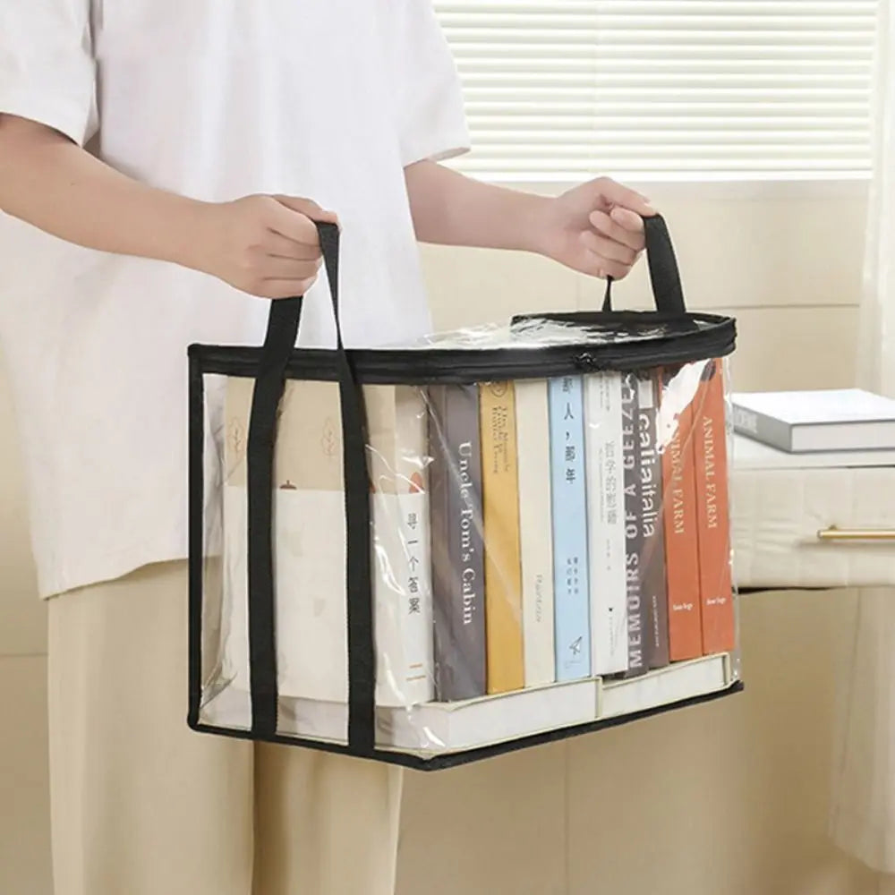 Comic Book Storage Bag Transparent Collection Container Stackable Case with Zipper Handle Dust Proof Organizer Collapsible Pouch