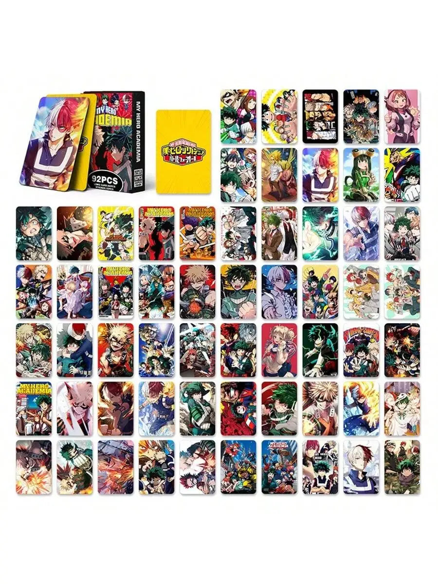 My Hero Academia 60pcs card 32pcs sticker Hero Academia Boxed HD Photo Card LOMO Card Anime Peripheral Card Gifts