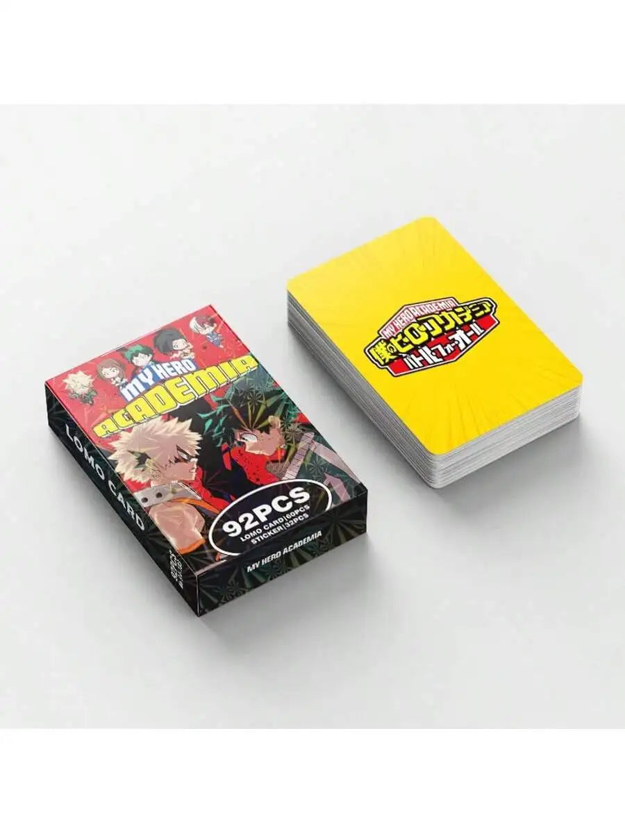 My Hero Academia 60pcs card 32pcs sticker Hero Academia Boxed HD Photo Card LOMO Card Anime Peripheral Card Gifts