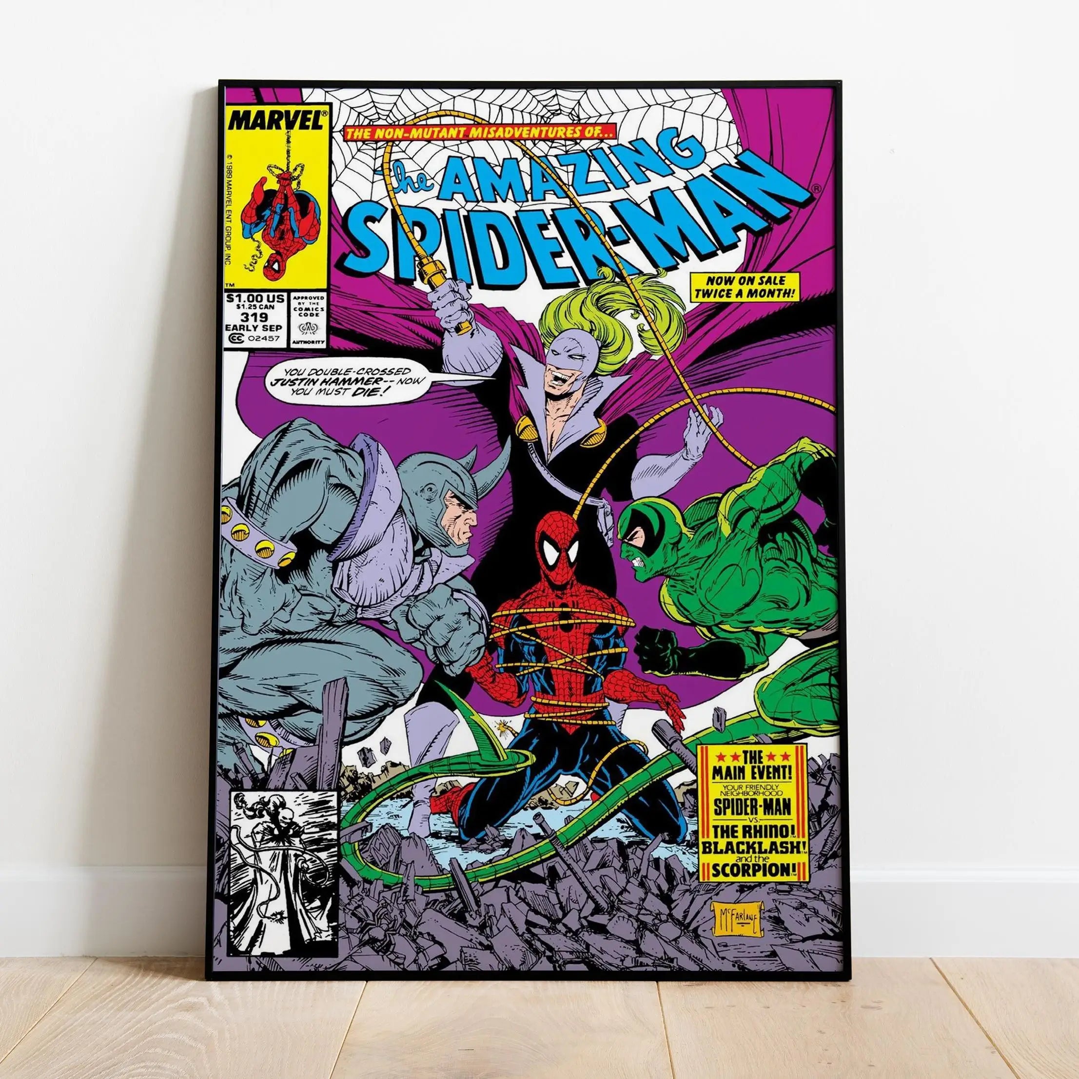 Spider Man Comic Book Covers Poster, Comics Print, Wall Art, Gift for Animation Fans