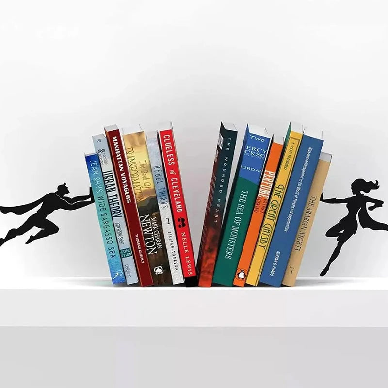 Creative Super Hero Bookshelf Figurines Metal Book Storage Display Desktop Ornament Office Accessories Books Standing Base