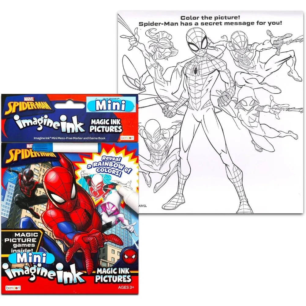 Marvel Spiderman Imagine Ink Party Favor Set - 12 Pack No-Mess Magic Ink Spiderman Coloring Books | Superhero Party Supplies for