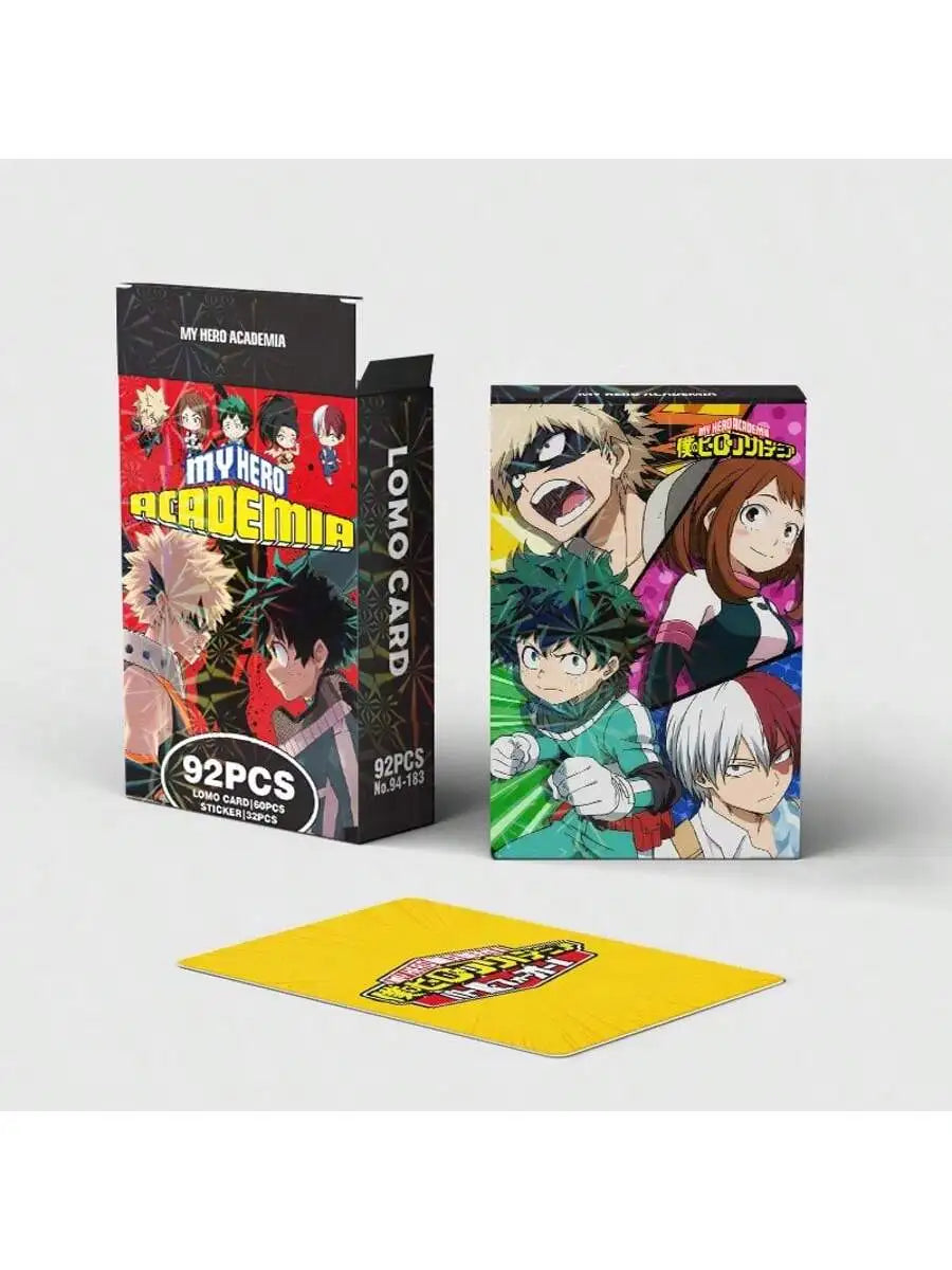 My Hero Academia 60pcs card 32pcs sticker Hero Academia Boxed HD Photo Card LOMO Card Anime Peripheral Card Gifts