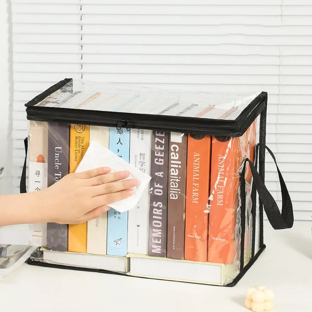 Comic Book Storage Bag Transparent Collection Container Stackable Case with Zipper Handle Dust Proof Organizer Collapsible Pouch