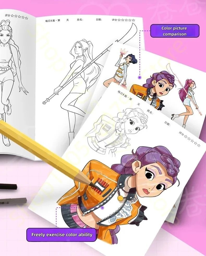 2026 New Coloring Books Anime Cartoon Line Drawing Childrens Sketch Picture Book Kids Birthday Gift Christmas Gift