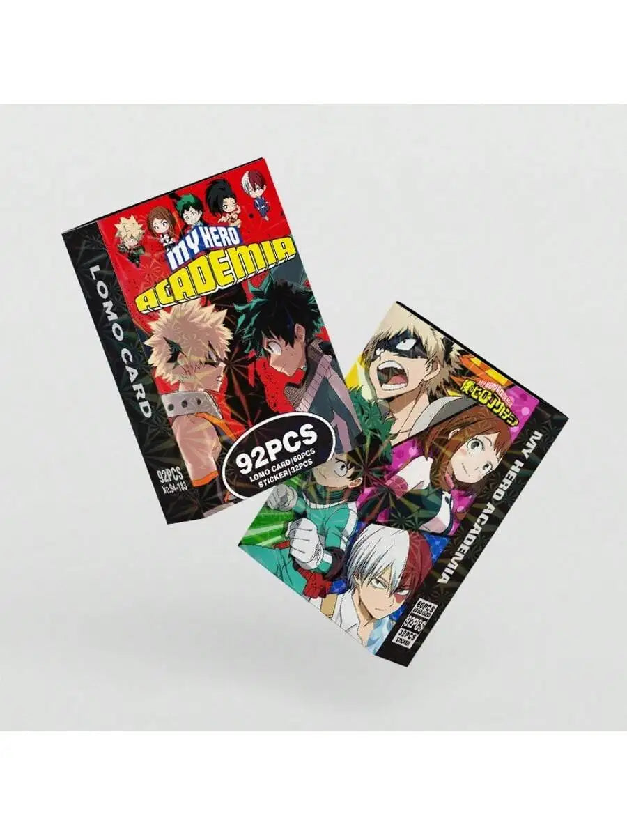 My Hero Academia 60pcs card 32pcs sticker Hero Academia Boxed HD Photo Card LOMO Card Anime Peripheral Card Gifts