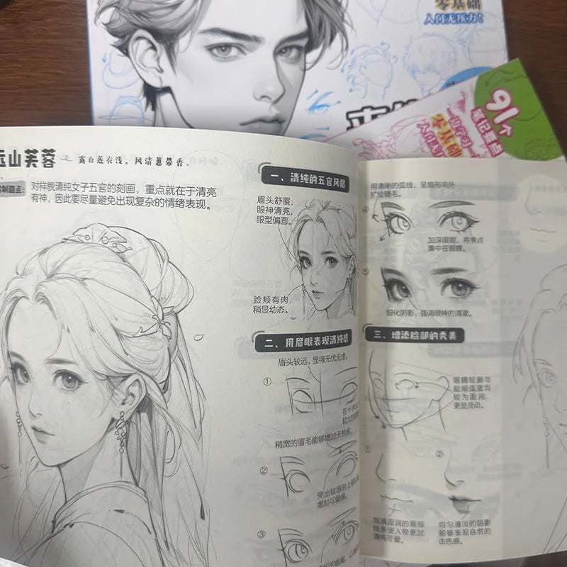 Manga Line Drawing Practice Book, Zero-Basis Comic Character Sketch Copy Notes, Art Learning Workbook For Self-Study