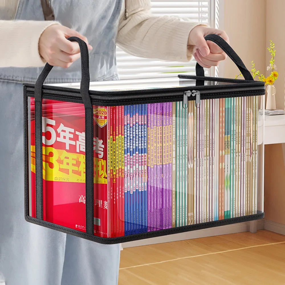 Comic Book Storage Bag Transparent Collection Container Stackable Case with Zipper Handle Dust Proof Organizer Collapsible Pouch